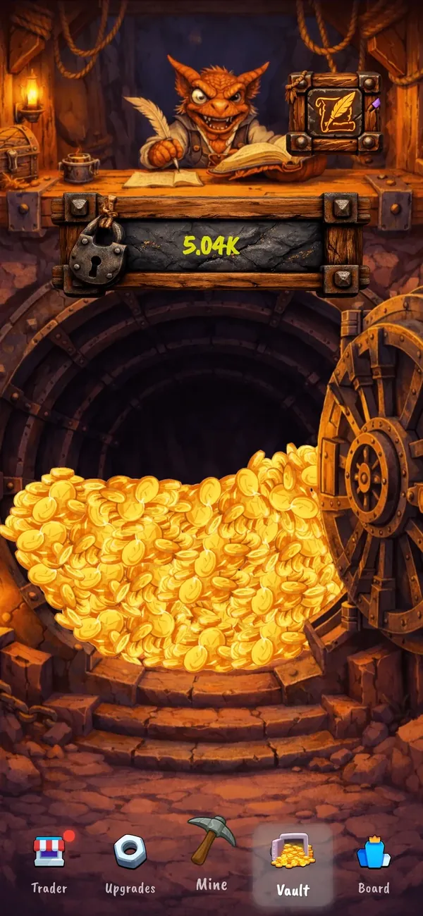 The vault, stacked with gold and gems