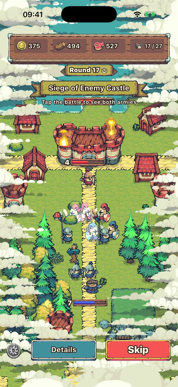 A siege of the enemy castle, with the walls on fire